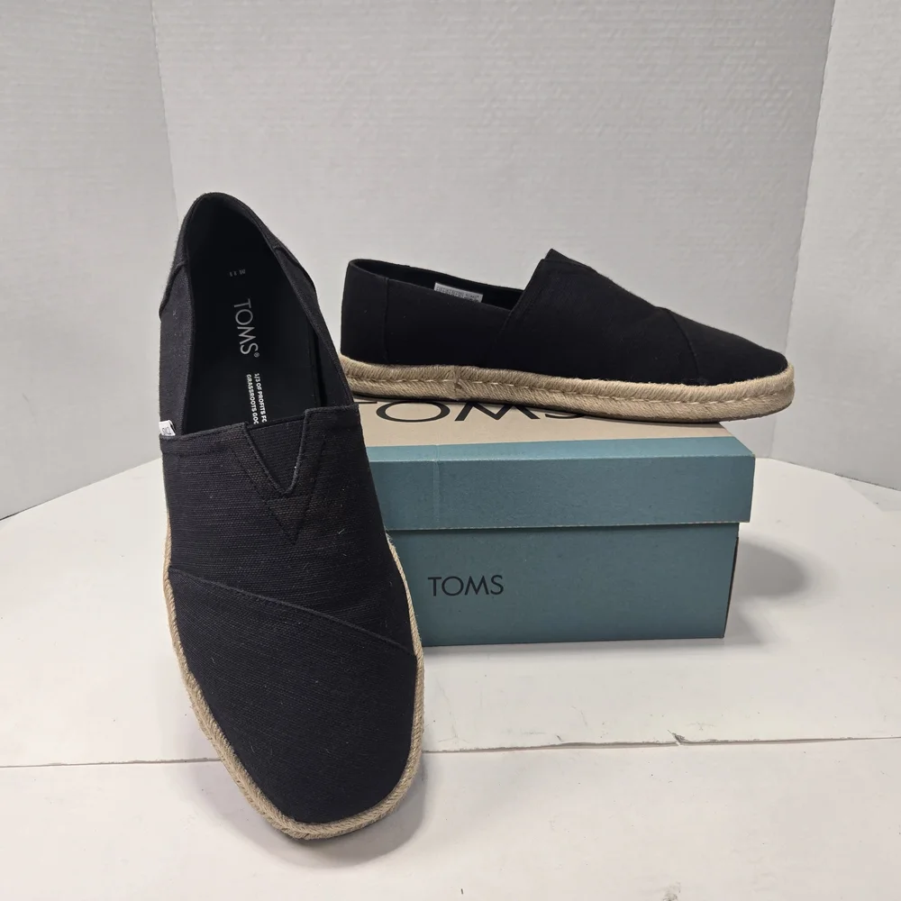 TOMS Alpagata Rope 2.0 Espadrille Men's Black Slip-On Shoes Size 11